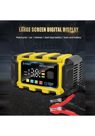 Ranyeek 12v 6a Akü Şarj Cihazı, 2-150ah Akü Aralığı, 100-240v Giriş, Sarı Renk, Avrupa Standardı, Otomobil Ve Motosiklet İçin