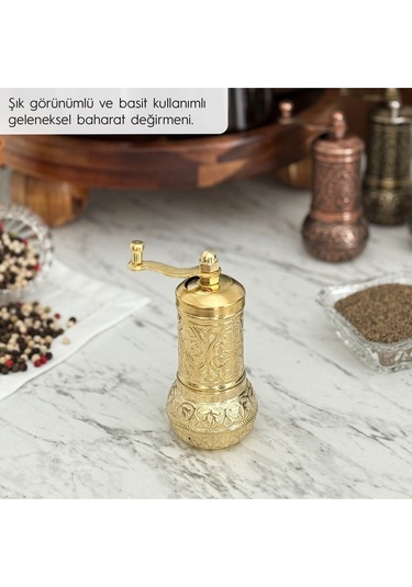 Sarı Zamak Karabiber El Değirmeni Öğütücü Grinder 11 Cm Sarı