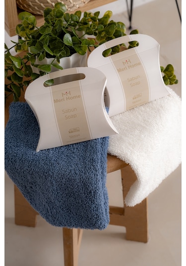 Oznhome Krem-mavi Çift Kişilik 6 Parça Bornoz Seti Krem - Mavi