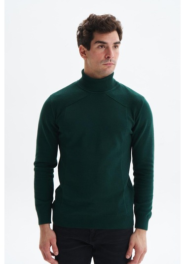 Arma Erkek Slim Fit Likralı Akrilik Kumaş Boğazlı Yaka Triko Kazak K0kro0862 Yeşil