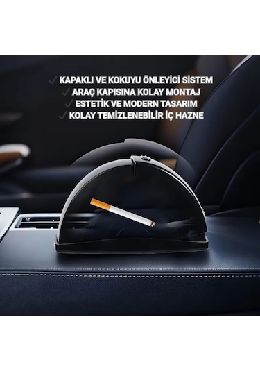 Polham Araç İçi Cam Kenarı Küllük, Kapaklı Kül Dağılma Ve Koku Önleyici Küllük, Araç Kapı Küllüğü