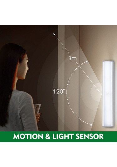 Reedark 46 Led Hareket Sensörlü Işık Şeridi, Şarjlı Manyetik Gece Lambası, Kablosuz Dolap Stüdyo Işığı 2 Adet Beyaz