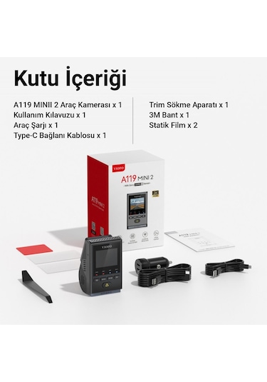 Viofo A119 Mini-2 Hdr 2k 60fps 5ghz Wifi Ve Gps'li Araç Kamerası