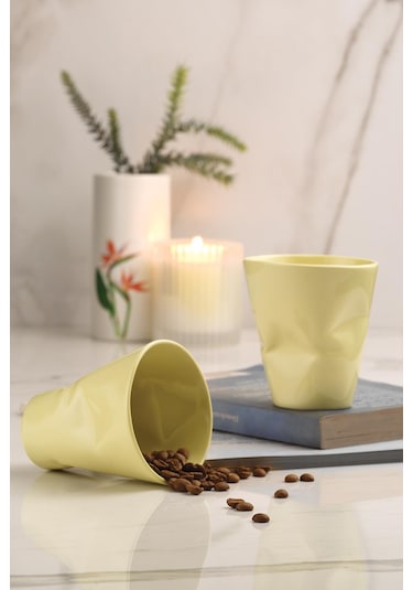 Kütahya Porselen Crash 2 Parça Mug Seti Sarı