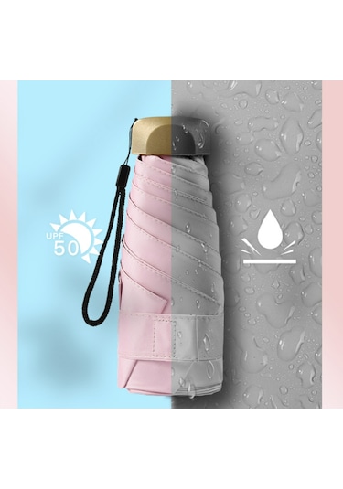 Yystore Ultra Hafif Güneş ve Yağmur Koruyucu Mini Şemsiye Pembe Açık Pembe