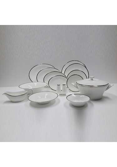 Evaliza Coupe Paisley Platin Yemek Takımı 60 Parça