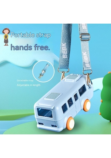 Kt-1139 500ml Taşınabilir Taşınabilir Su Kupası Strap Strap Sevimli Otobüs Şeklindeki Yudum Fincan, Renk: Mavi