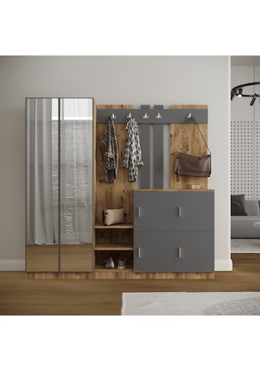 Robinhome Robin Home Nova Vestiyer Portmanto Ayakkabılık Çam-Gri