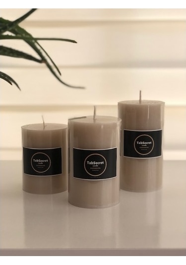 Tabsecret Candle Cafemocha Aromalı 3'Lü Mum Seti Bej