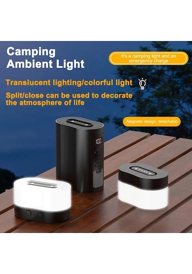 Ebitda Manyetik 2'li Kamp Işığı + Acil Şarj Gerçek Zamanlı Ekran Beyaz Beyaz