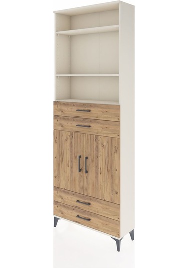 Arges Dolap 5 Raflı 4 Çekmeceli 2 Kapaklı 88x30x243 Aytaşı-çam Aytaşı