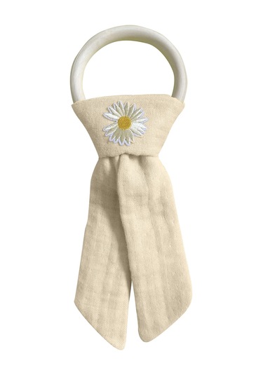 Pamuk Muslin Bebek Diş Kaşıyıcı Yıkanabilir Ahşap Desenli Bej