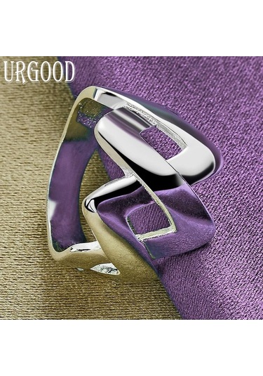 925 Ayar Gümüş Geometrik Yüzük Hediye Moda Takı 10