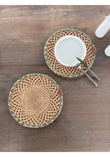 2'li Amerikan Servis - Leke Tutmaz- Kahverengi-yeşil 33 X 33 Cm Kahverengi