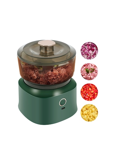 Cbtx Jrq-01 Ev Kablosuz Elektrikli Kıyma Makinesi Mutfak Sarımsak Doğrama Makinesi, Boyut: Çift Tıklama Yeşil