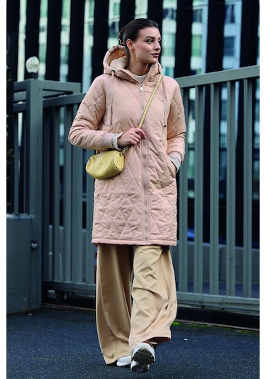 Gabria Kapşonlu Kadın Mont Bej