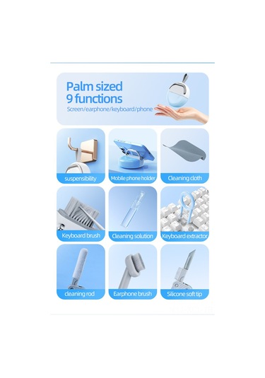 Konesam Gri Elektronik Aleti Temizleme Seti - Klavye, Kulaklık Ve Telefon Ekranı Temizleyici Fırça - Sıvısız Çok Fonksiyonlu Araç