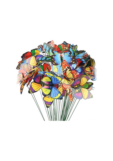 Yunboo 12cm Pvc Simülasyon Kelebekler, Bahçe Ve Bitki Süsleri, Rüzgarla Hareket Eden, 100 Adet, Renk Rastgele, Dayanıklı Ve Su Geçirmez