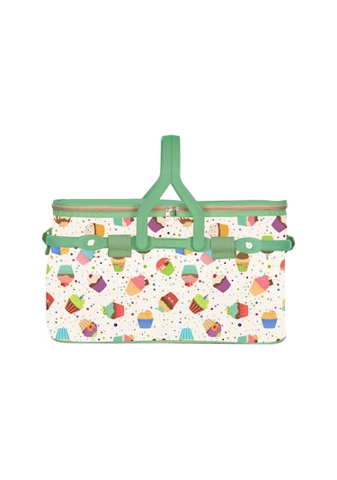 25 Lt Piknik Sepeti 1072 Picnic Bag Yeşil - Beyaz