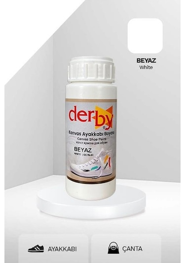 Derby Beyaz Kanvas Bez Kumaş Ayakkabı Boyası 100 Ml Beyaz