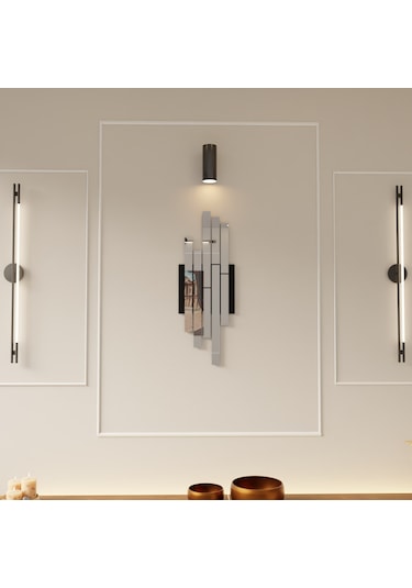 Dekoratif Pleksi Aynalı Minimal Duvar Süsü Gümüş