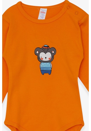 Breeze Erkek Bebek Çıtçıtlı Body Ayıcık Baskılı 9 Ay-3 Yaş, Turuncu