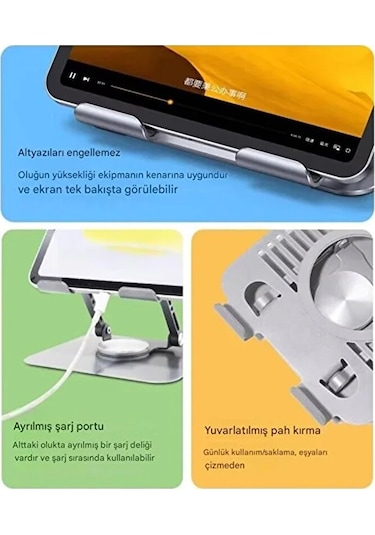 Metal Stand 360 Dönebilen Tablet Ve Laptop Standı / 4-12.9 İnch