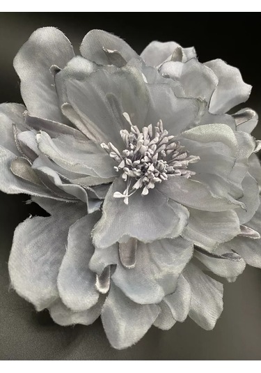 Amely Rid Kumaştan Büyük Çiçek Fiyonk Broş Tokalı 236336077 Gri