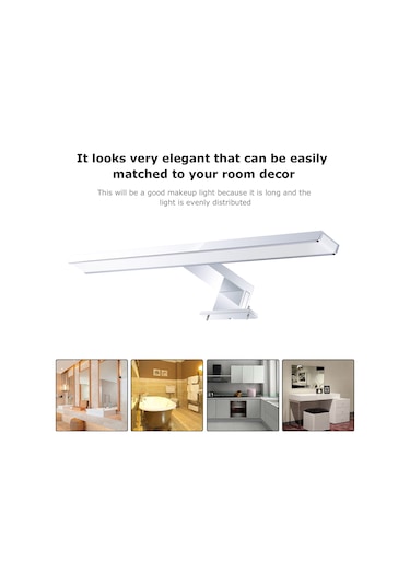 Geeksen Banyo Ip44 Su Geçirmez Led Ayna Lambası 7w 110-240v 40cm Krom Alüminyum Modern Duvar Aydınlatması Gümüş