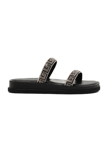 19 Black Terlik Kadın 26261 Myconian 2025 Greek Sandal Siyah