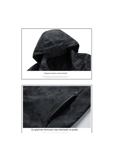 Sımıcg Casual Kapüşonlu Su Geçirmez Ceket-siyah Siyah