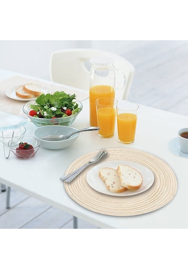 Springsun Yuvarlak Örgü Masa Altlığı - 15 İnç 6'lı Paket, Sıcak Yalıtımlı Mutfak Ve Yemek Masası İçin Bej