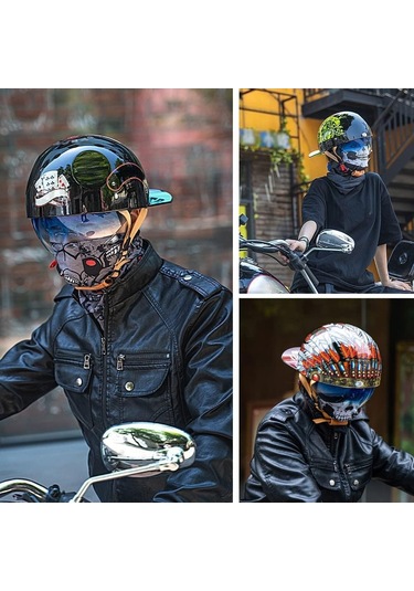 Beyzbol Kapağı Motosiklet Yarım Kask, Moda Vintage Street Yetişkinler Erkek Kadın Açık Yüz Beyaz