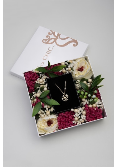 Yaşam Çiçeği 18 Ayar Sarı Altın Kaplama 47 Cm Gümüş Anne Kolyesi