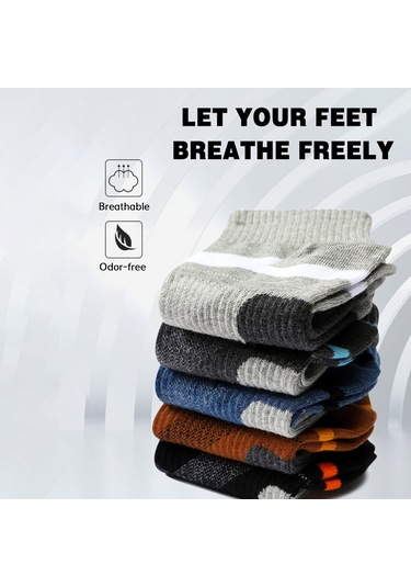 Vkemall Erkek Spor Orta Boy Çoraplar 5'li Paket Pamuklu Teri Emici Soluk Anti-koku Gri Siyah Lacivert Kahverengi Renkler Siyah
