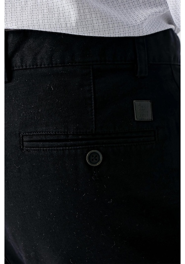 Siyah Armürlü %100 Pamuk Yan Cepli Slim Fit Dar Kesim Casual Pantolon 1003235117-siyah Siyah