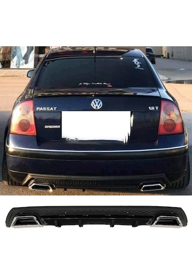 Vw Passat B5 Uyumlu Siyah Difüzör Çiftli Kare Egzoz Görünümlü D Tip Difizör
