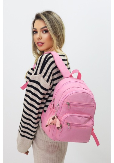 Sevimli Peluş Figürlü Günlük Kadın Sırt Çantası Şık, Kullanışlı, Okula Ve Seyahate Uygun Pembe