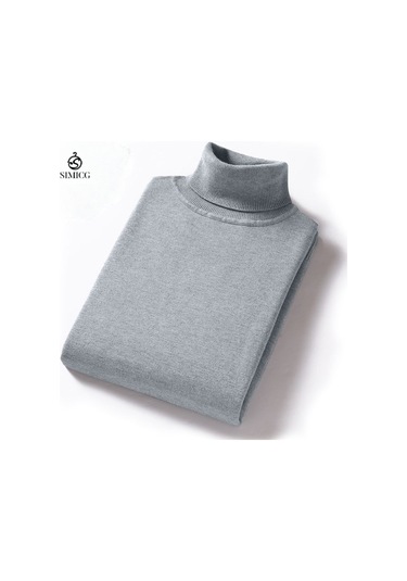 Erkek Kışlık Kazak Balıkçı Yaka Düz Renk Kalın Bol Kazak Gri