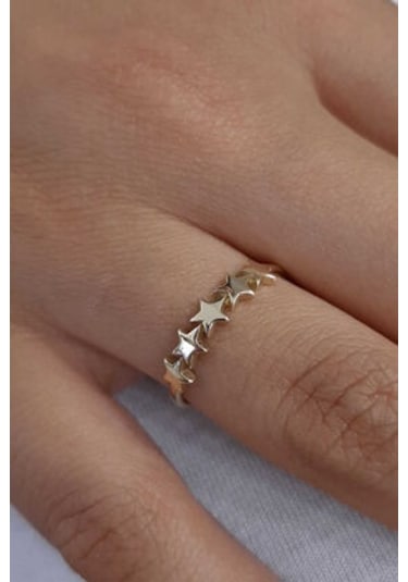 Fiyonk Kuyumculuk 14 Ayar Altın Sıralı Yıldızlar Yüzük 001