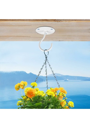 Maiyame Metal Duvar Kanca, 55 Pound Yük Taşıma, Bitki Sepetleri Fenerler Kuş Kafesleri İçin, 3-delikli Sağlam Tasarım, 2 Adet Beyaz Çok Renkli