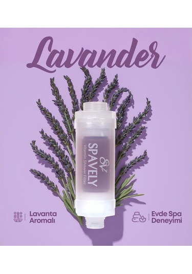 Spavely Lavanta Esanslı Duş Başlığı Filtresi Arıtması Güney Kore Menşei Klor Kireç Karşıtı Hoş Kokulu 150 Gr Beyaz