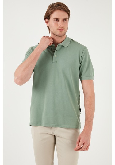 Buratti Pamuklu Regular Fit Düğmeli Erkek Polo Yaka T Shirt 5902127 Elma Yeşili