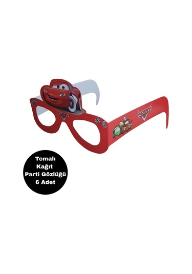 Cars Temalı Kağıt Gözlük 6 Adet Parti Gözlüğü Tüm Yaşlar