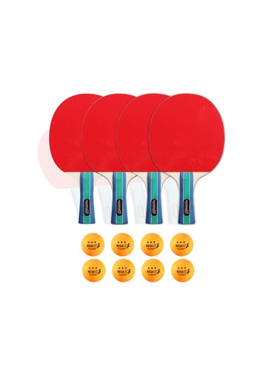 Ranyeek 4 Raket 8 Toplu Ping Pong Seti - Aile Grubu İçin Taşınabilir Spor Malzemesi, 7 Katman Ahşap Raketler Ve Taşıma Çantası