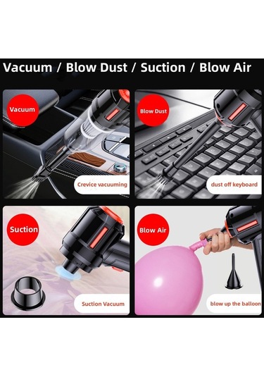 CBTxGlobal Suıtu St-6629 3 In 1 5500pa Araba Kablosuz Elektrikli Süpürge 3 Mod Siyah - Usb Kablosu