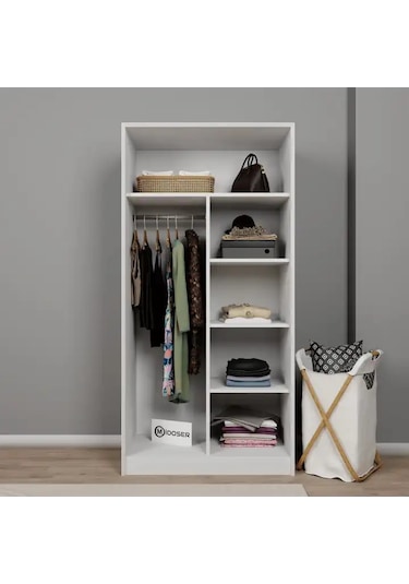 Lucas 2 Kapaklı Elbise Dolabı Ve Çok Amaçlı Dolap - Mat Beyaz Beyaz