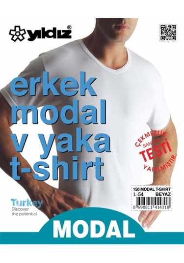 3'Lü Yıldız Erkek Modal Pamuk V Yaka Fanila T-Shirt