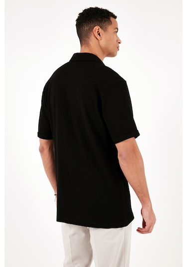 Buratti Pamuklu Regular Fit Kısa Kollu Erkek Gömlek 5902724 Siyah