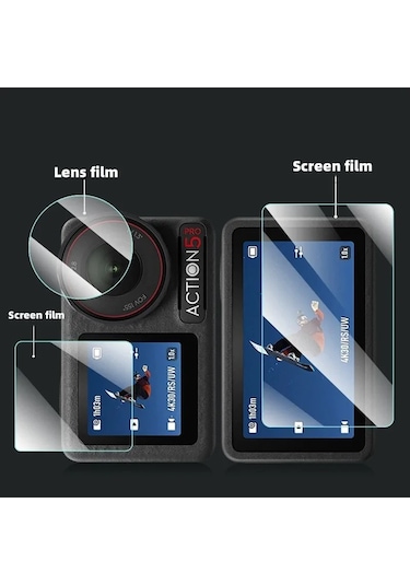 Djı Osmo Action 5 Pro Uyumlu Şeffaf Ekran Koruyucu Nano Jelatin